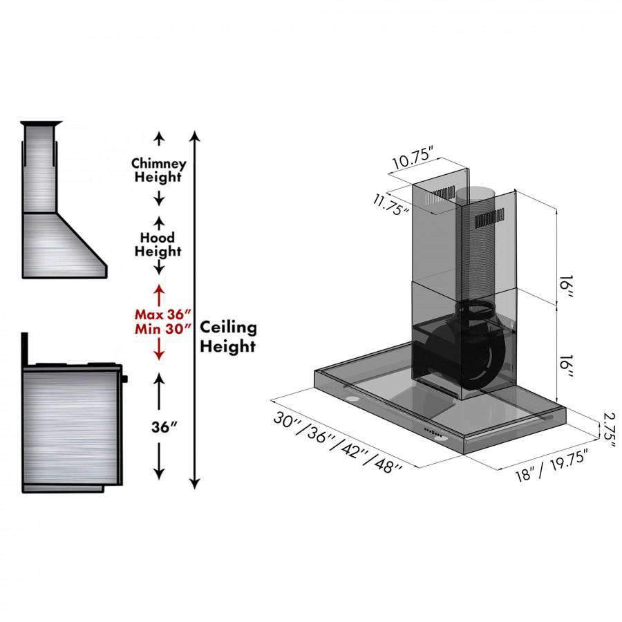 ZLINE 30-Inch Convertible Vent Wall Mount Range Hood in Stainless Steel (KE-30)