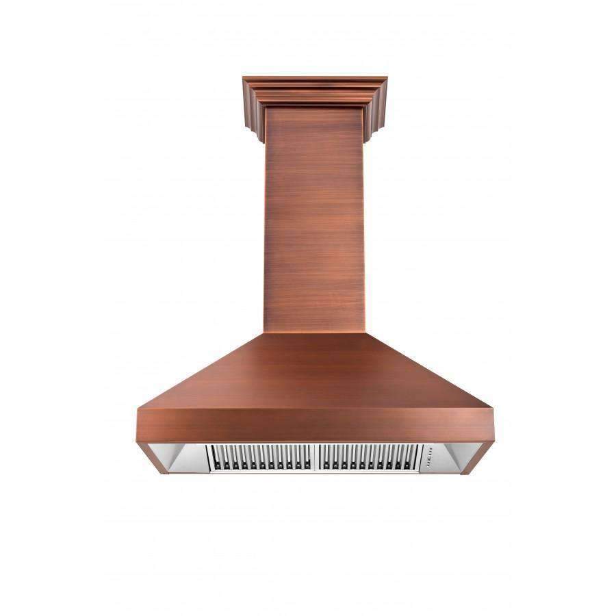 ZLINE 30-Inch Copper Wall Range Hood with Crown Molding (8667C-30)