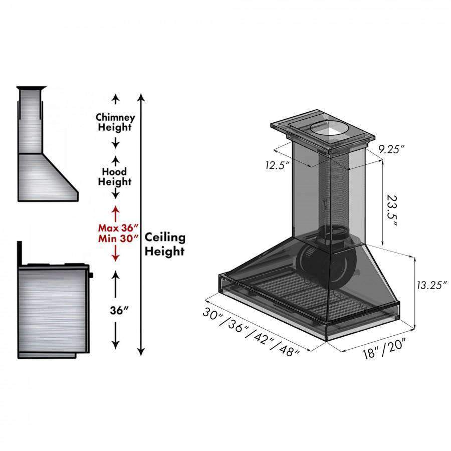 ZLINE 30-Inch Designer Series Wooden Wall Range Hood with Crown Molding (KBCC-30)