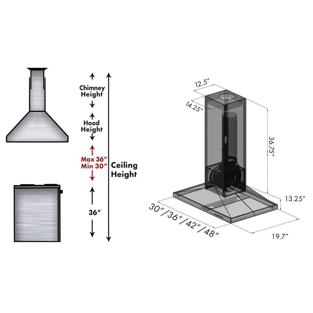 ZLINE 30-Inch Designer Wooden Island Range Hood with Crown Molding (KBiCC-30)