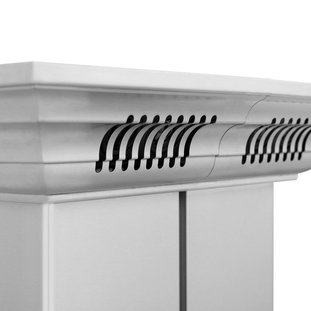 ZLINE 30-Inch Ducted Vent Island Mount Range Hood in Stainless Steel with Built-in CrownSoundBluetooth Speakers (GL5iCRN-BT-30)