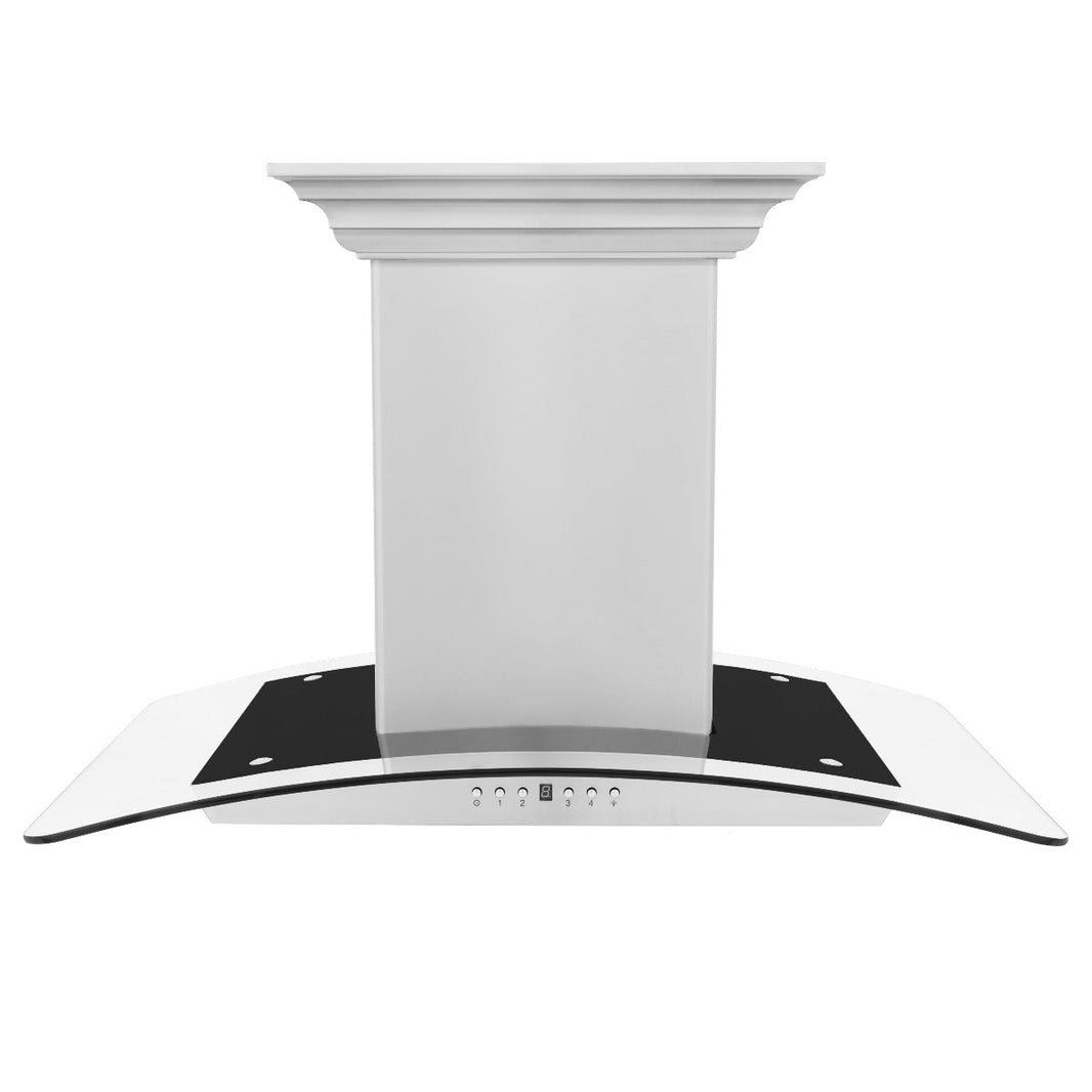 ZLINE 30-Inch Ducted Vent Island Mount Range Hood in Stainless Steel with Built-in CrownSoundBluetooth Speakers (GL5iCRN-BT-30)