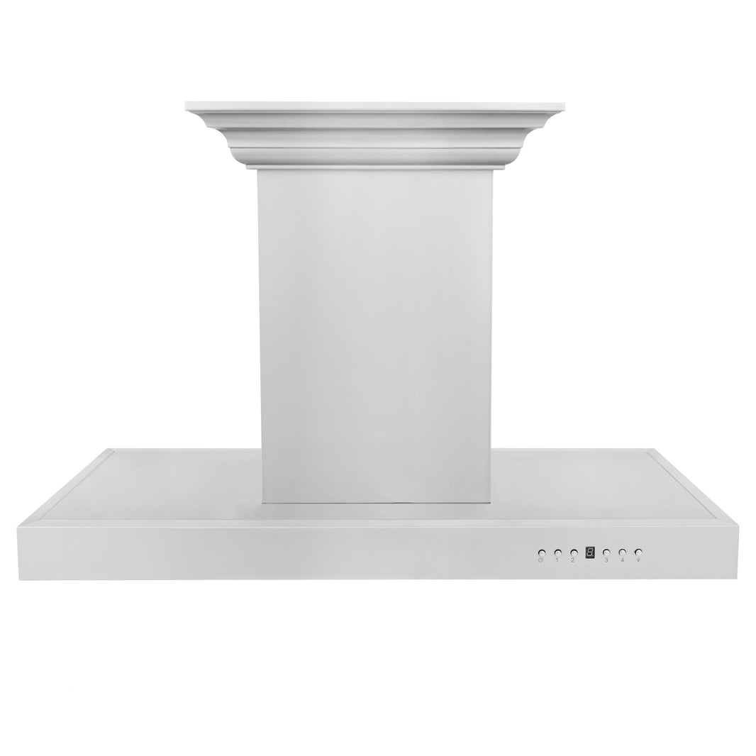 ZLINE 30-Inch Ducted Vent Island Mount Range Hood in Stainless Steel with Built-in CrownSoundBluetooth Speakers (KE2iCRN-BT-30)