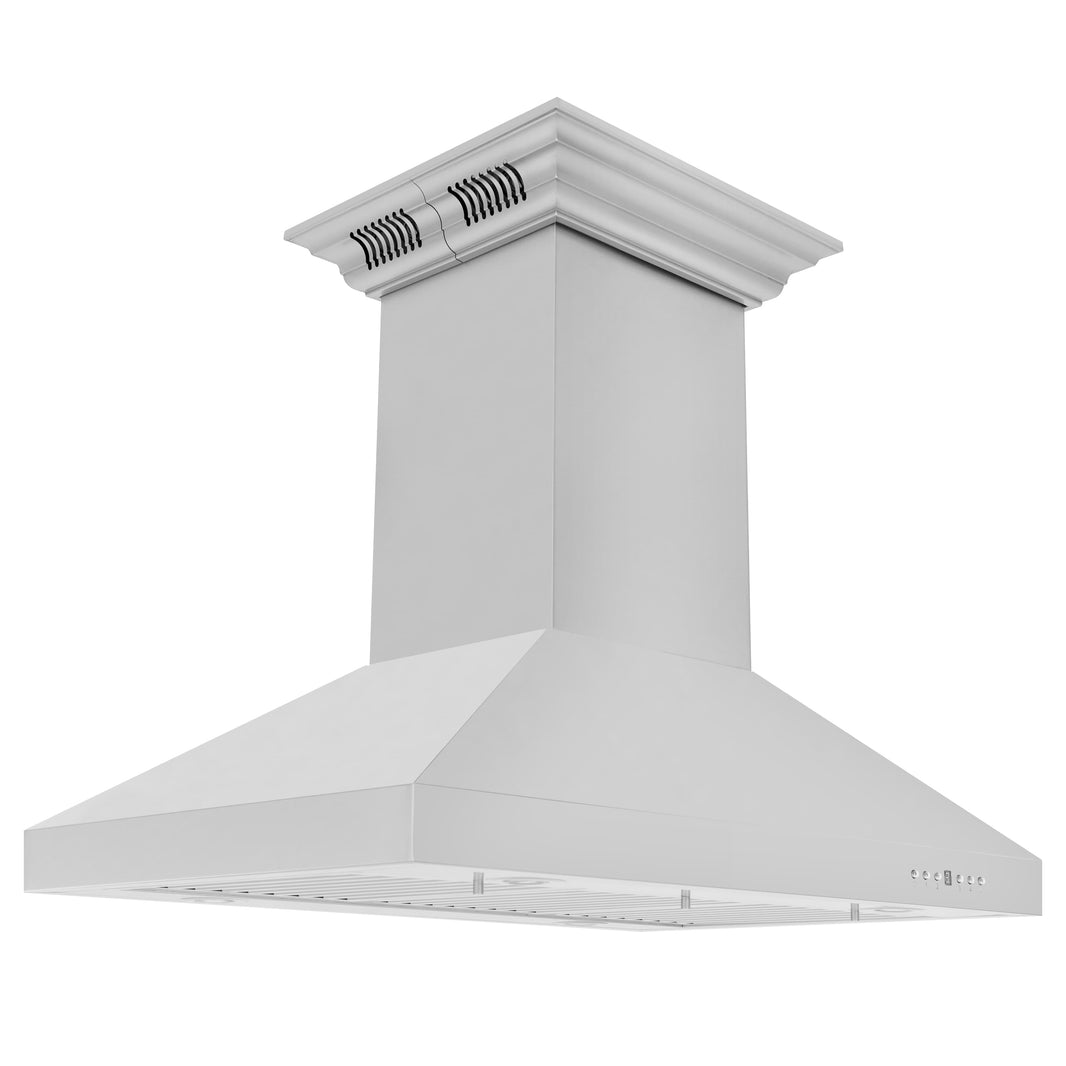 ZLINE 30-Inch Ducted Vent Island Mount Range Hood in Stainless Steel with Built-in CrownSoundBluetooth Speakers (KL3iCRN-BT-30)