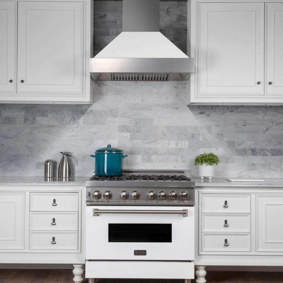 ZLINE 30-Inch DuraSnow Wall Mount Range Hood with White Matte Shell (8654WM-30)