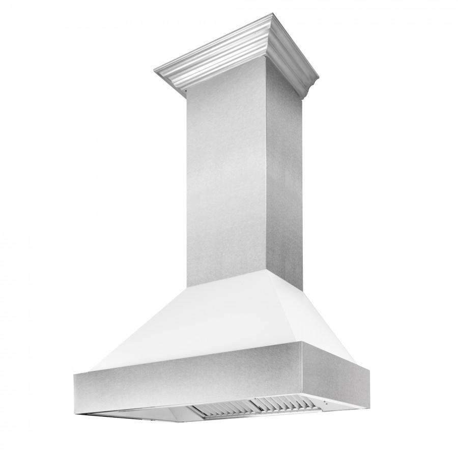 ZLINE 30-Inch DuraSnow Wall Mount Range Hood with White Matte Shell (8654WM-30)