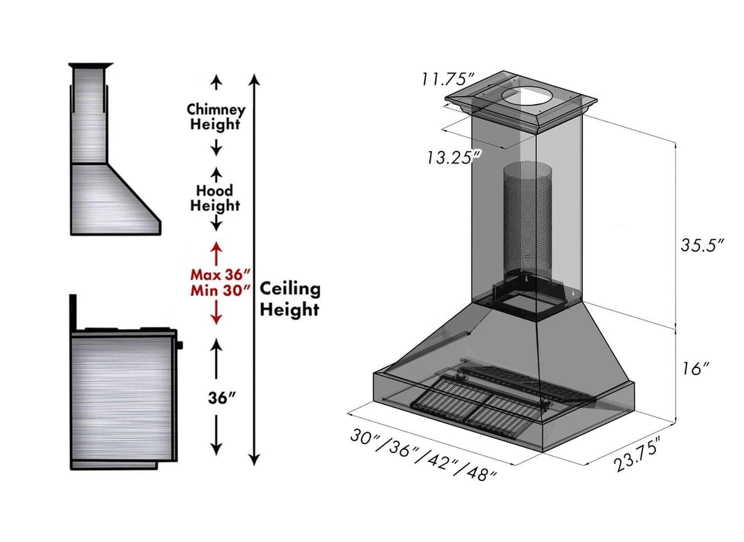 ZLINE 30-Inch DuraSnow Stainless Steel Wall Mount Range Hood with DuraSnow Shell (8654SN-30)