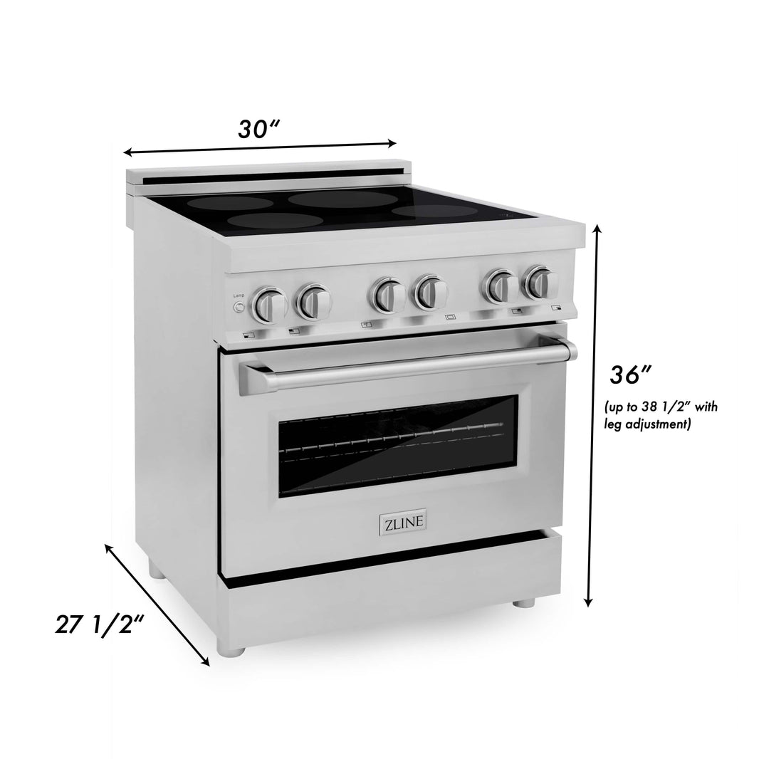 ZLINE 30-Inch 4.0 cu. ft. Induction Range with a 4 Element Stove and Electric Oven in Stainless Steel (RAIND-30)