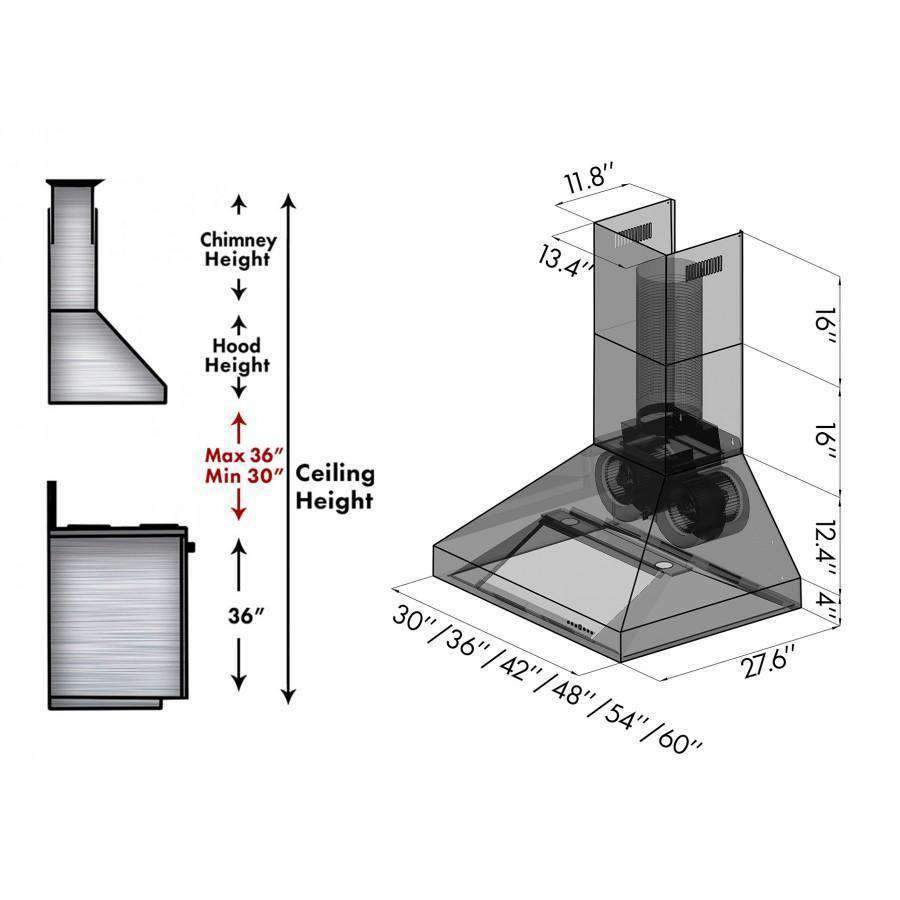 ZLINE 30-Inch Convertible Vent Wall Mount Range Hood in Outdoor Approved Stainless Steel (697-304-30)