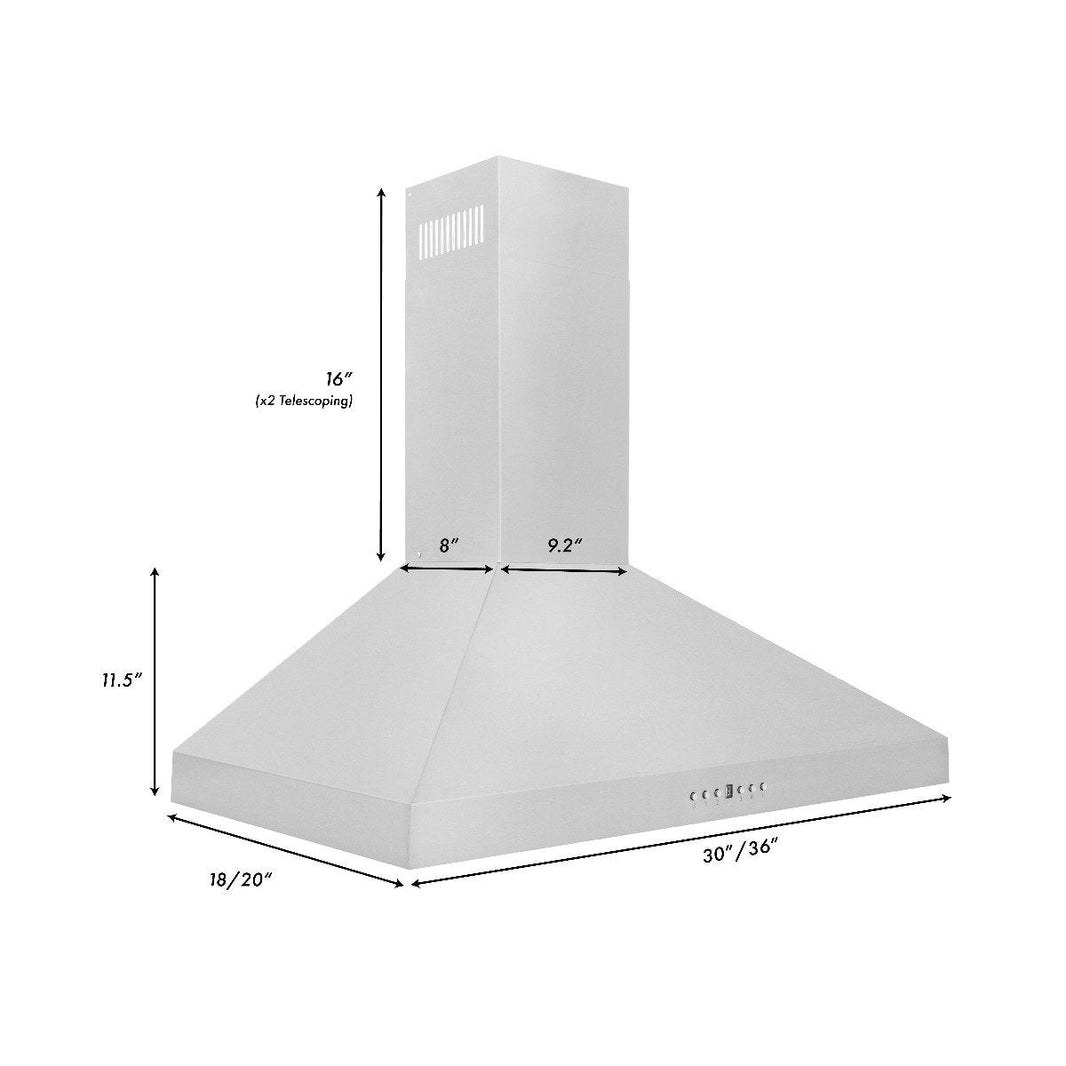 ZLINE 30-Inch Convertible Vent Wall Mount Range Hood in Stainless Steel (KL3-30)