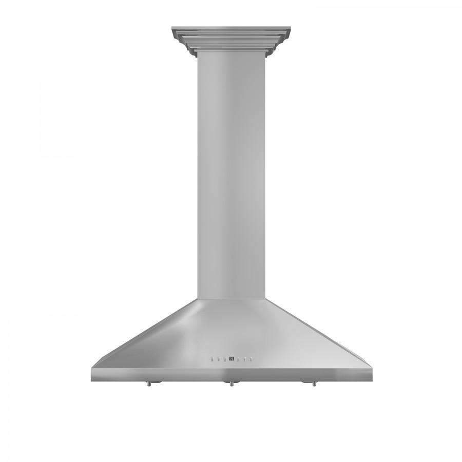 ZLINE 30-Inch Convertible Vent Wall Mount Range Hood in Stainless Steel with Crown Molding (KL2CRN-30)