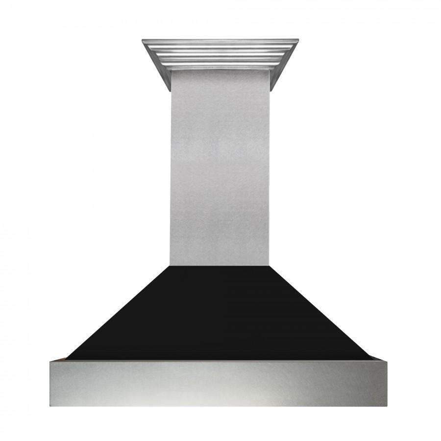 ZLINE 30-Inch Ducted DuraSnow Stainless Steel Wall Mount Range Hood with Black Matte Shell (8654BLM-30)