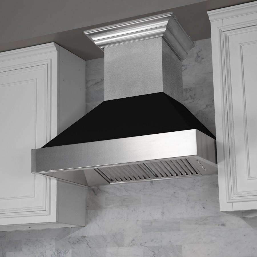 ZLINE 30-Inch Ducted DuraSnow Stainless Steel Wall Mount Range Hood with Black Matte Shell (8654BLM-30)