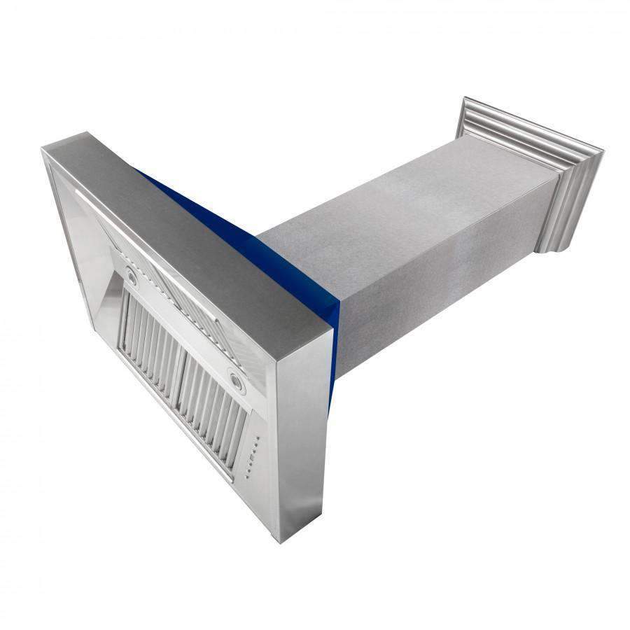 ZLINE 30-Inch Ducted DuraSnow Stainless Steel Wall Mount Range Hood with Blue Gloss Shell (8654BG-30)