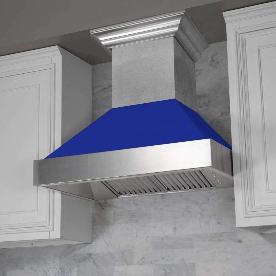 ZLINE 30-Inch Ducted DuraSnow Stainless Steel Wall Mount Range Hood with Blue Matte Shell (8654BM-30)