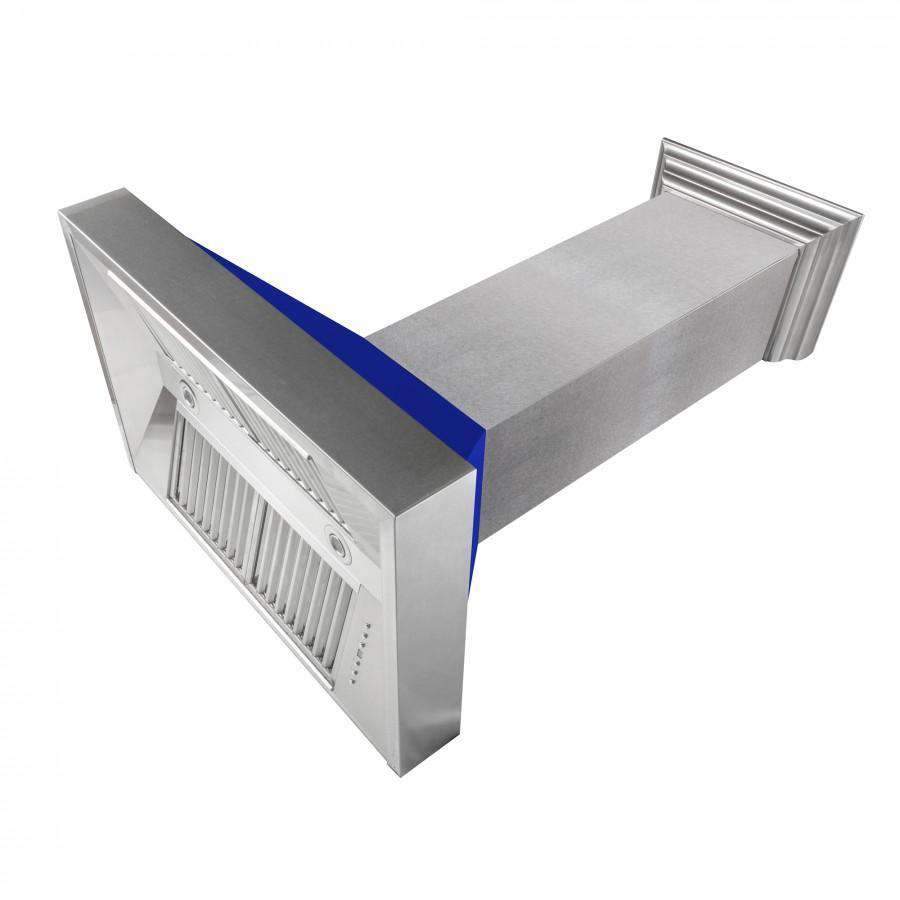 ZLINE 30-Inch Ducted DuraSnow Stainless Steel Wall Mount Range Hood with Blue Matte Shell (8654BM-30)