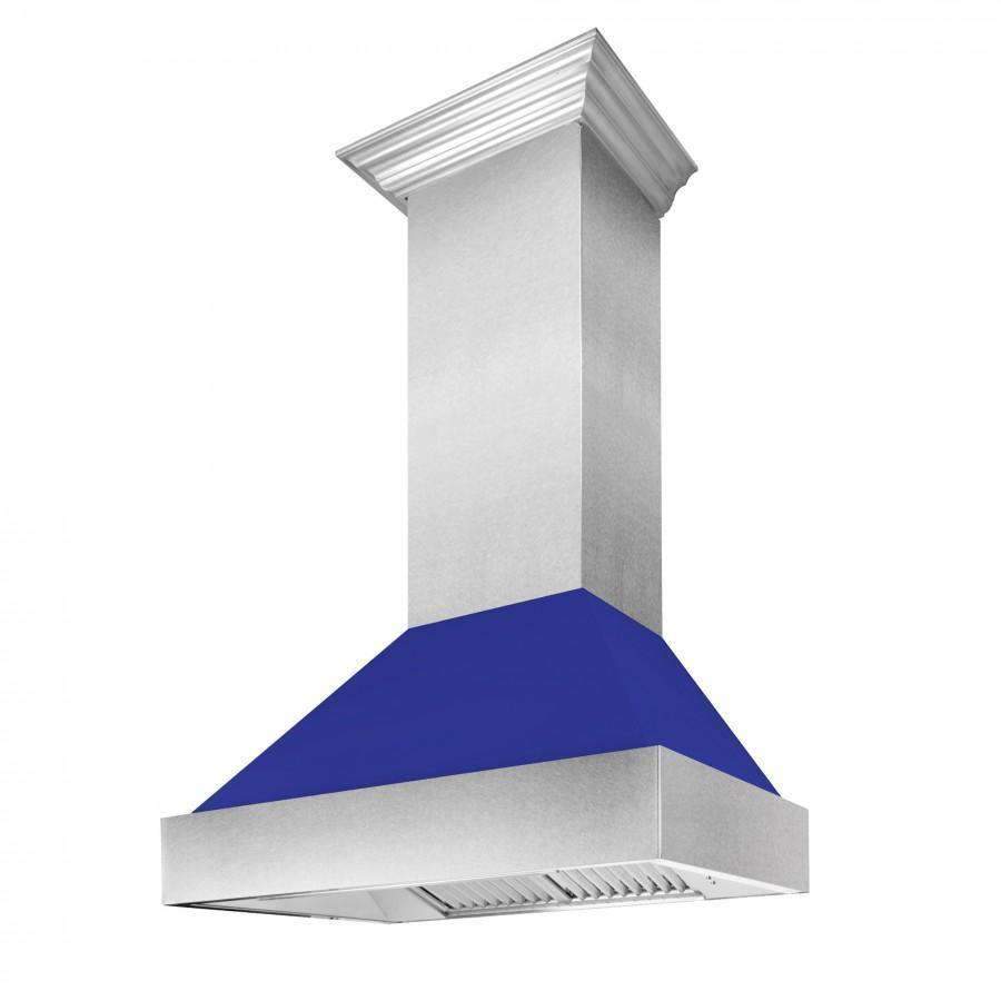 ZLINE 30-Inch Ducted DuraSnow Stainless Steel Wall Mount Range Hood with Blue Matte Shell (8654BM-30)