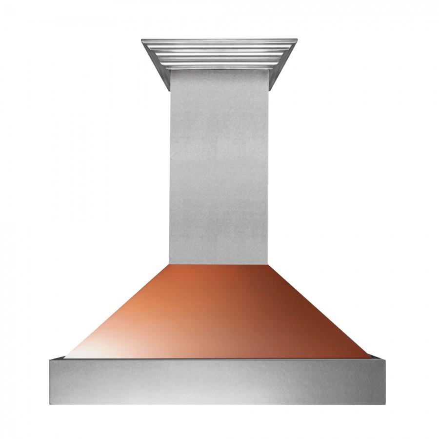 ZLINE 30-Inch Ducted DuraSnow Stainless Steel Wall Mount Range Hood with Copper Shell (8654C-30)