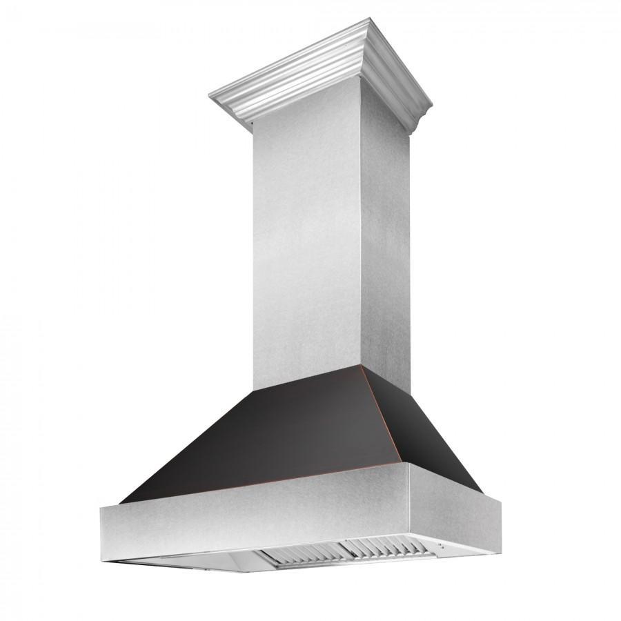 ZLINE 30-Inch Ducted DuraSnow Stainless Steel Wall Mount Range Hood with Oil Rubbed Bronze Shell (8654ORB-30)