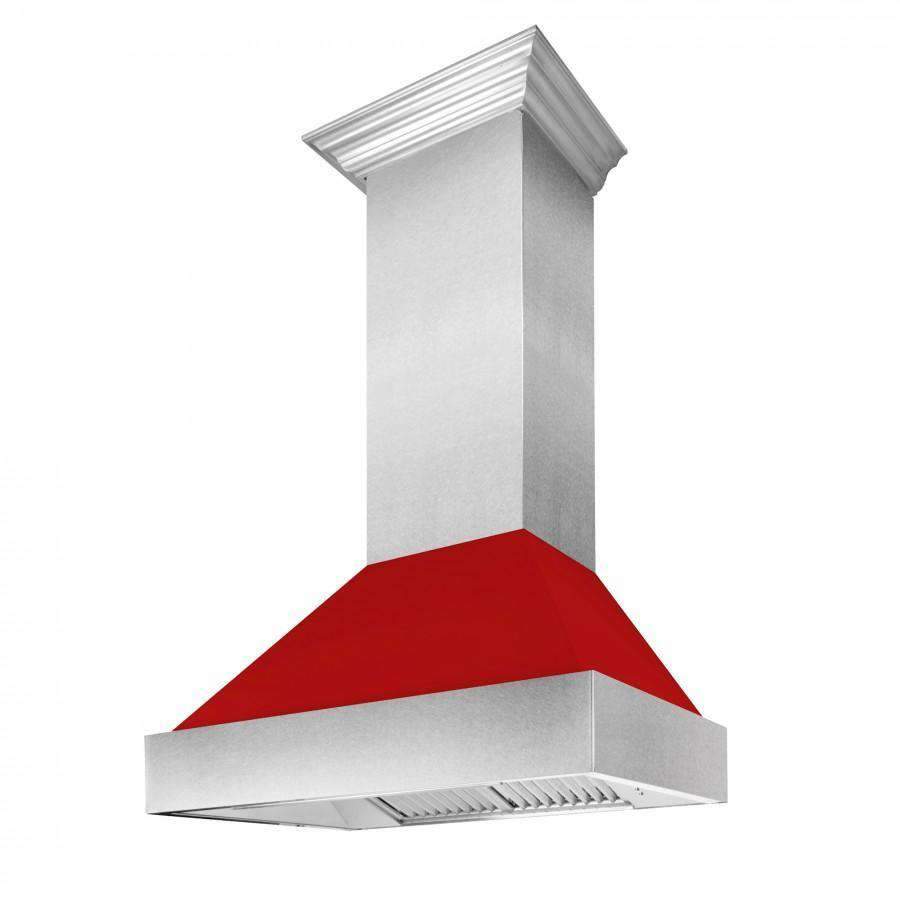 ZLINE 30-Inch Ducted DuraSnow Stainless Steel Wall Mount Range Hood with Red Matte Shell (8654RM-30)