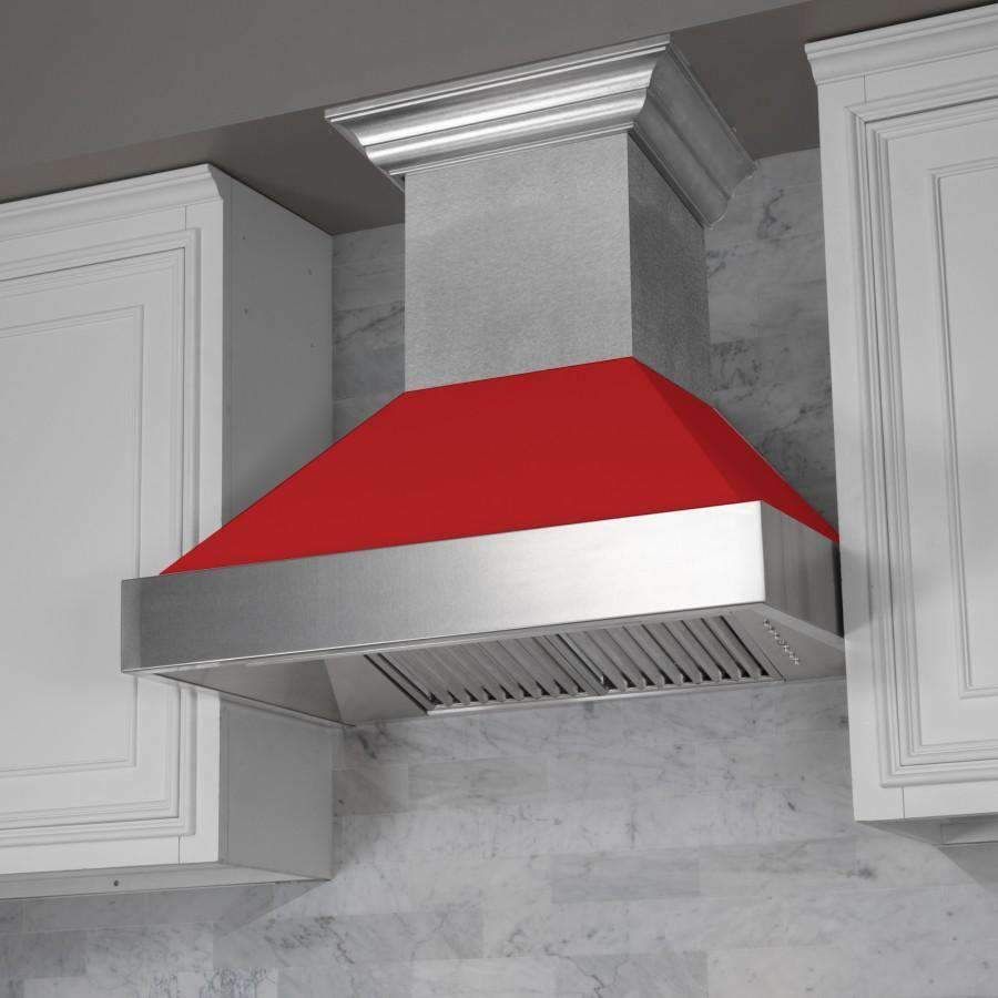 ZLINE 30-Inch Ducted DuraSnow Stainless Steel Wall Mount Range Hood with Red Matte Shell (8654RM-30)