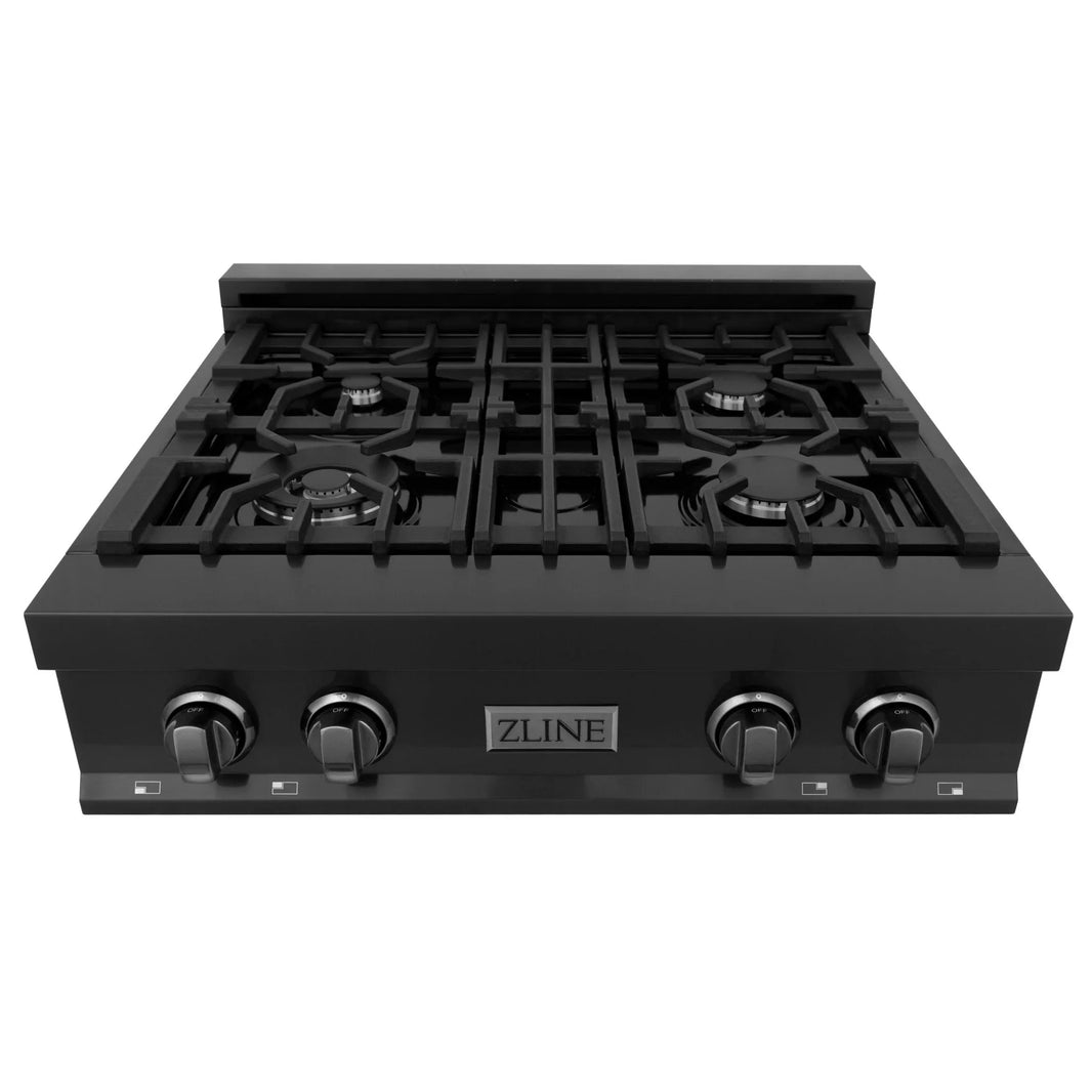 ZLINE 30” Rangetop in Black Stainless Steel with 4 Gas Burners (RTB-30)