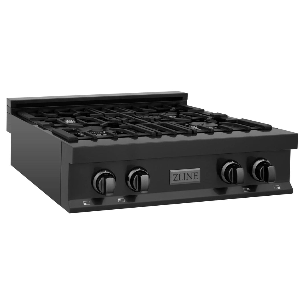 ZLINE 30” Rangetop in Black Stainless Steel with 4 Gas Burners (RTB-30)