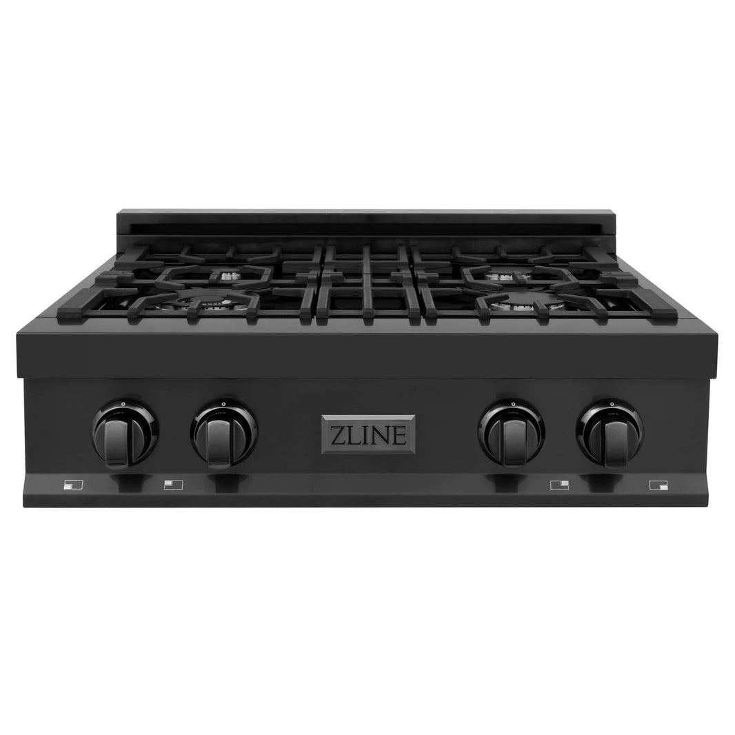 ZLINE 30” Rangetop in Black Stainless Steel with 4 Gas Burners (RTB-30)