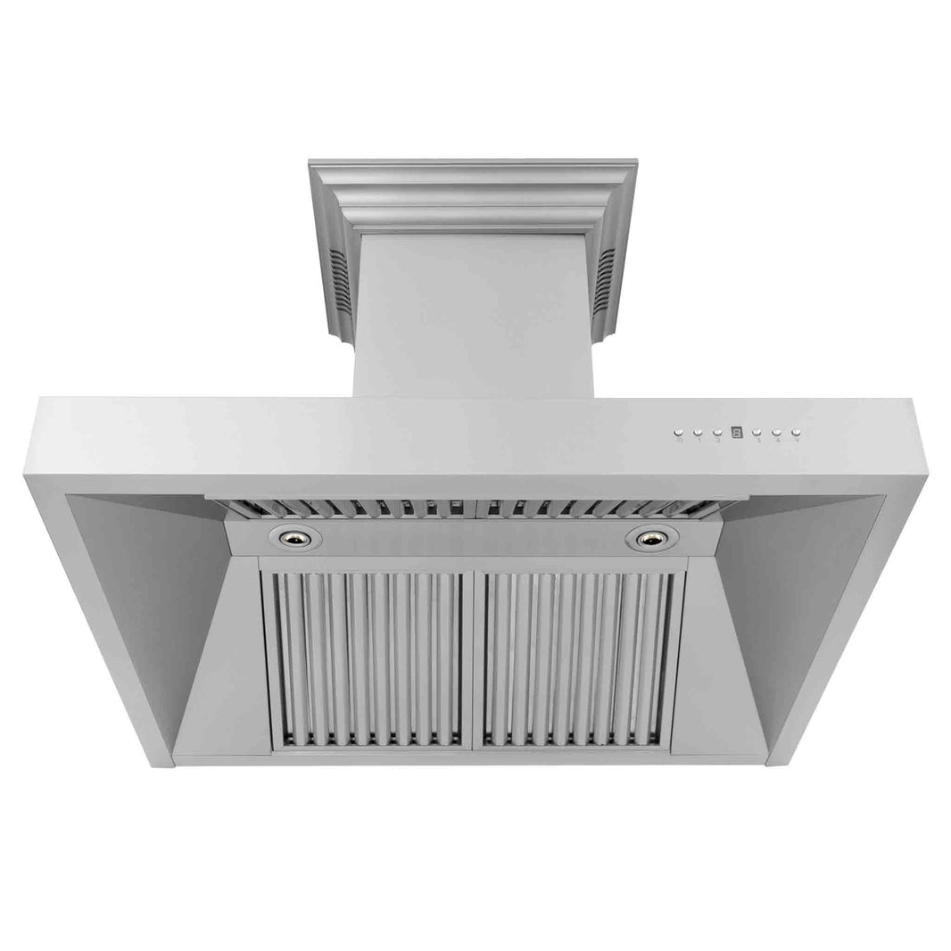 ZLINE 30-Inch Professional Wall Mount Range Hood in Stainless Steel with Built-in CrownSound® Bluetooth Speakers (697CRN-BT-30)