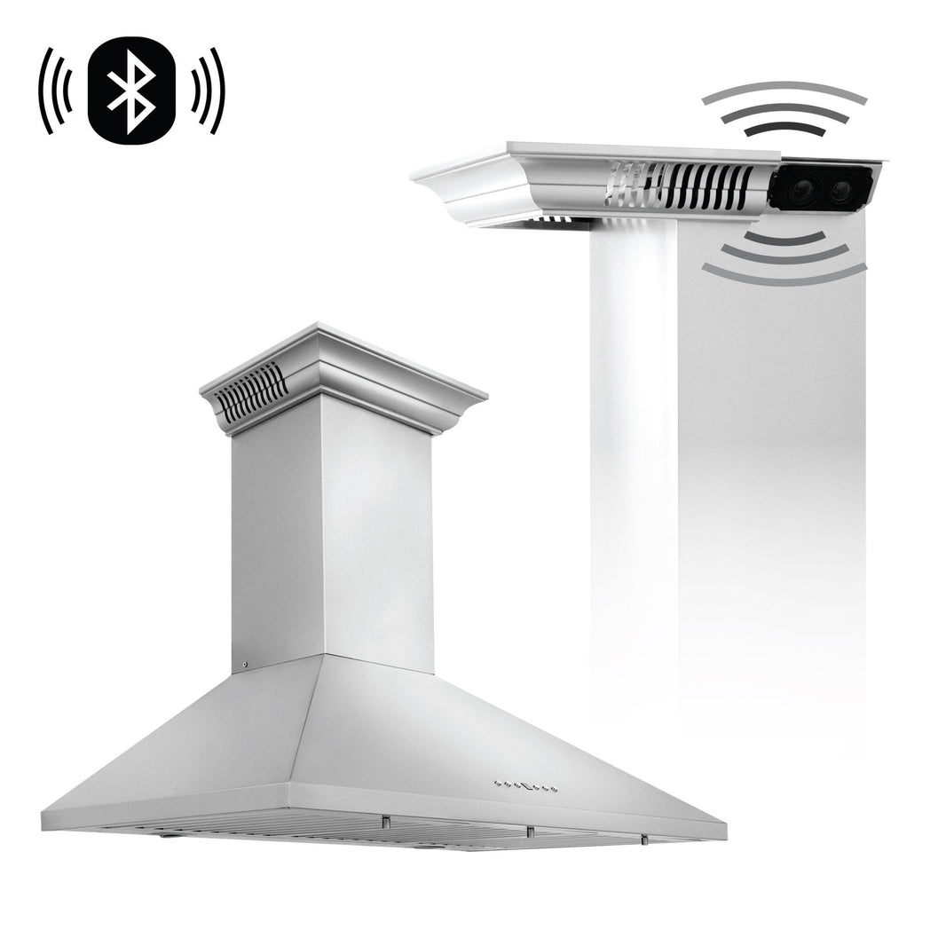 ZLINE 30-Inch Wall Mount Range Hood in Stainless Steel with Built-in CrownSound® Bluetooth Speakers (KL2CRN-BT-30)