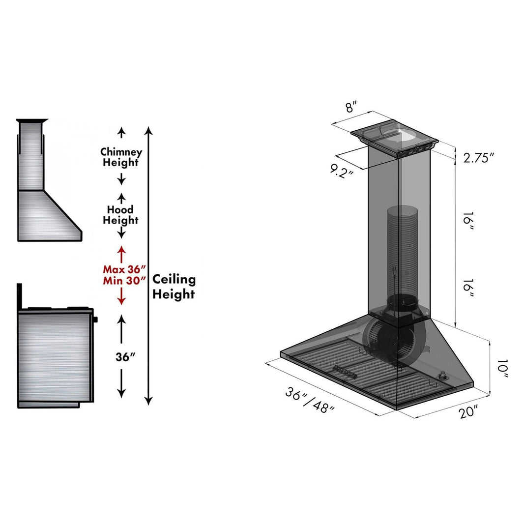 ZLINE 30-Inch Wall Mount Range Hood in Stainless Steel with Built-in CrownSound® Bluetooth Speakers (KL2CRN-BT-30)