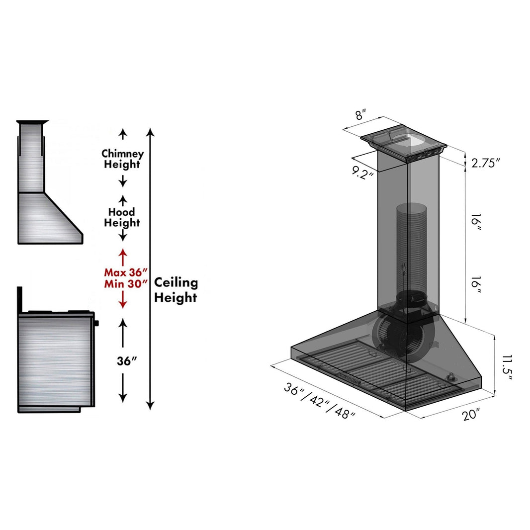 ZLINE 30-Inch Wall Mount Range Hood in Stainless Steel with Built-in CrownSound® Bluetooth Speakers (KL3CRN-BT-30)