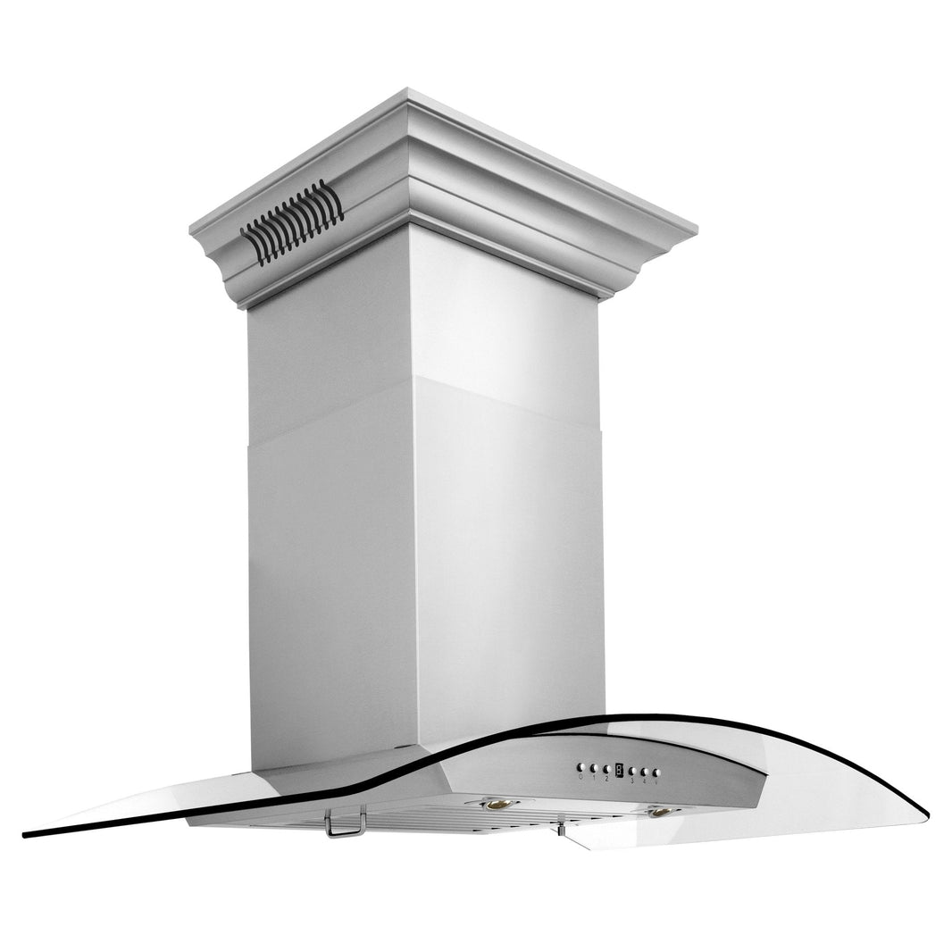 ZLINE 30-Inch Wall Mount Range Hood in Stainless Steel with Built-in CrownSound® Bluetooth Speakers (KZCRN-BT-30)