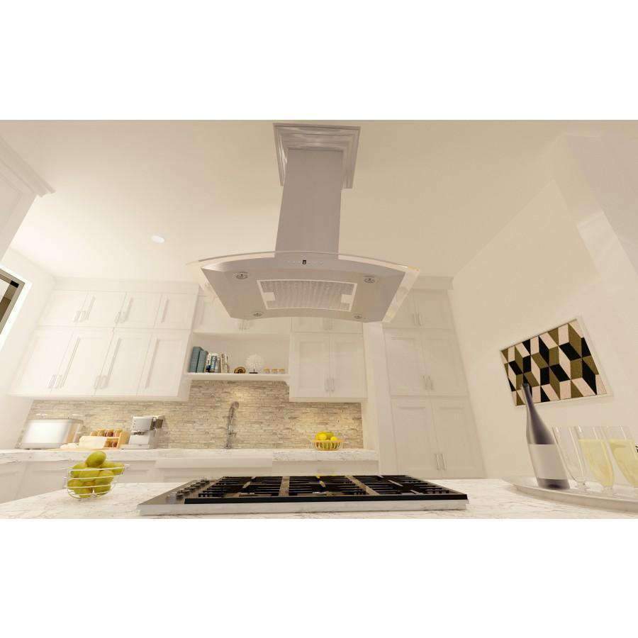 ZLINE 30-Inch Island DuraSnow Stainless Range Hood (8GL14iS-30)