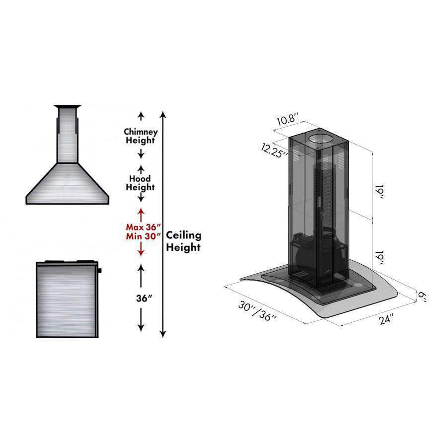 ZLINE 30-Inch Island DuraSnow Stainless Range Hood (8GL14iS-30)