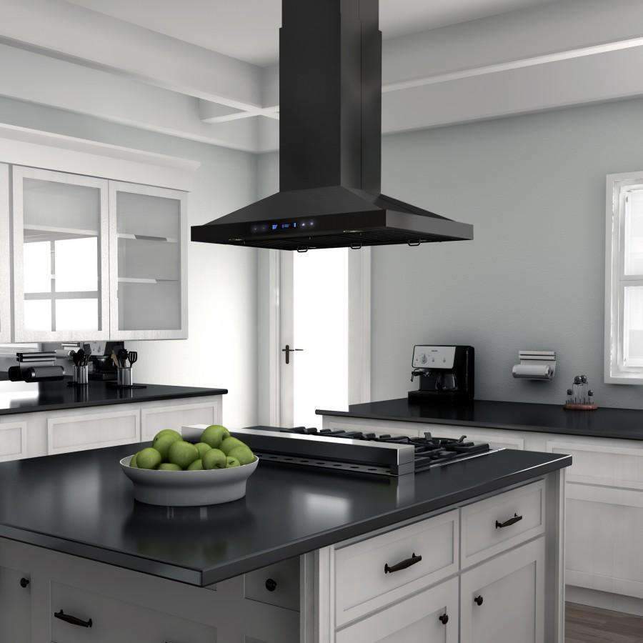 ZLINE 30-Inch Island Range Hood in Black Stainless Steel (BSGL2iN-30)