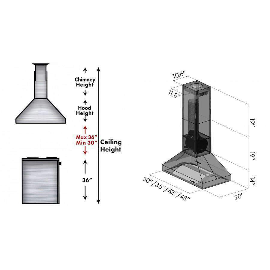 ZLINE 30-Inch Island Range Hood with 500 CFM Motor (597i-30)