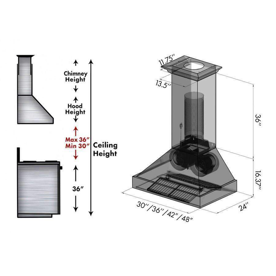 ZLINE 30-Inch Oil-Rubbed Bronze Wall Range Hood (8667B-30)