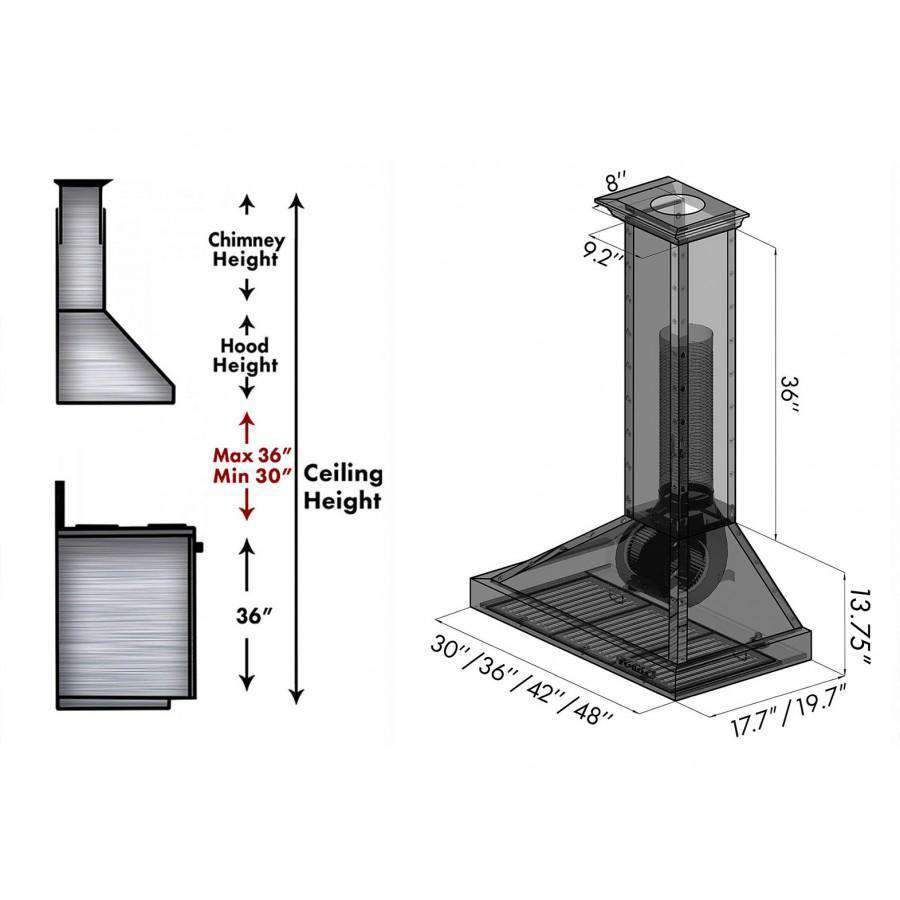 ZLINE 30-Inch Oil-Rubbed Bronze Wall Range Hood (KB2-BCXXX-30)