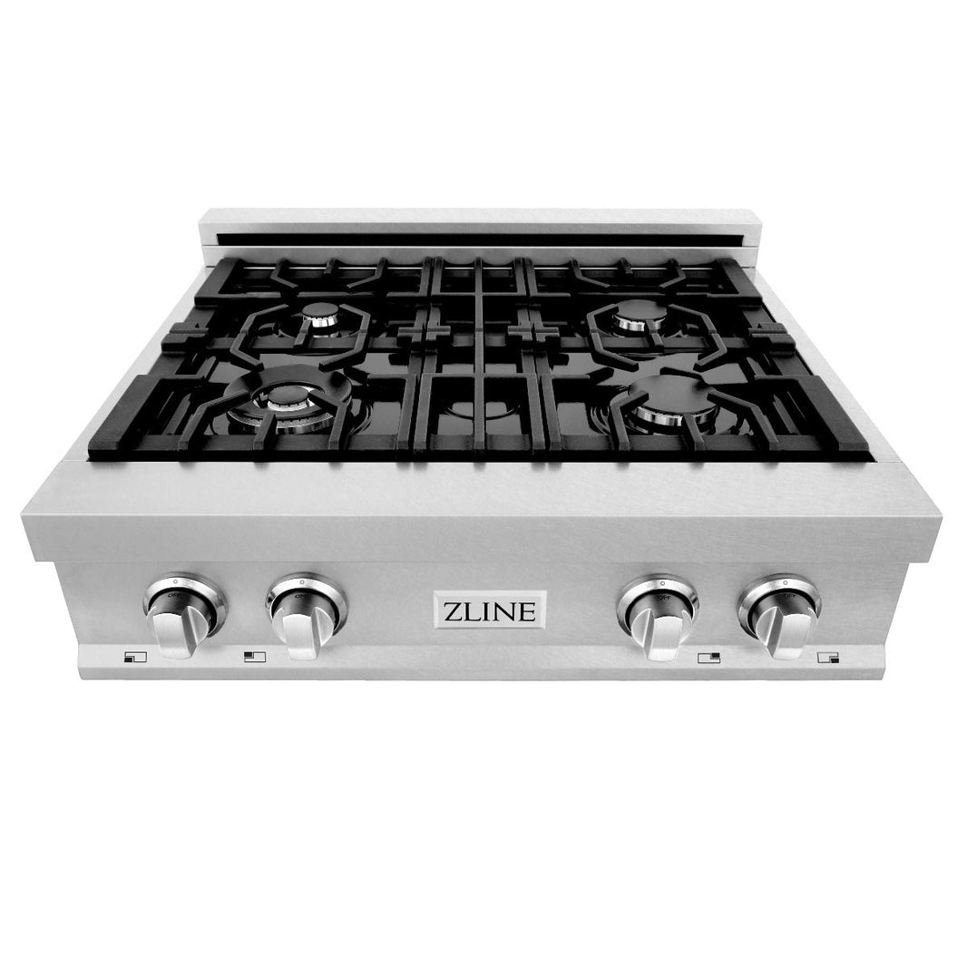 ZLINE 30" Porcelain Gas Stovetop in DuraSnow® Stainless Steel with 4 Gas Burners (RTS-30)