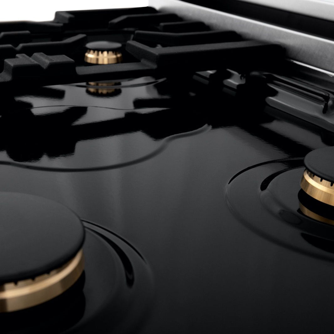 ZLINE 30-Inch Porcelain Gas Stovetop with 4 Gas Brass Burners (RT-BR-30)