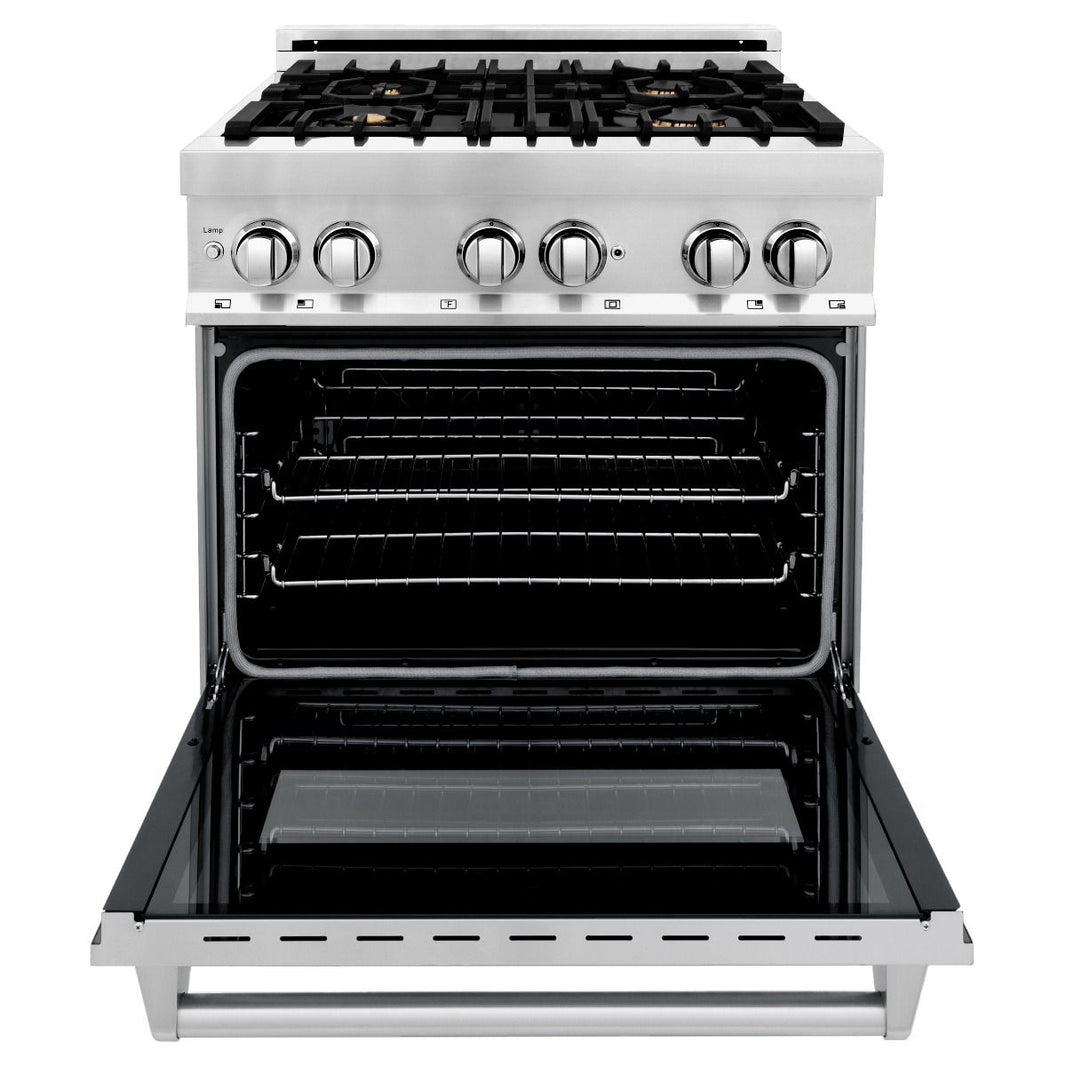 ZLINE 30-Inch Professional 4.0 Cu. Ft. 4 Gas Burner/Electric Oven Range In Stainless Steel With Brass Burners (RA-BR-30)