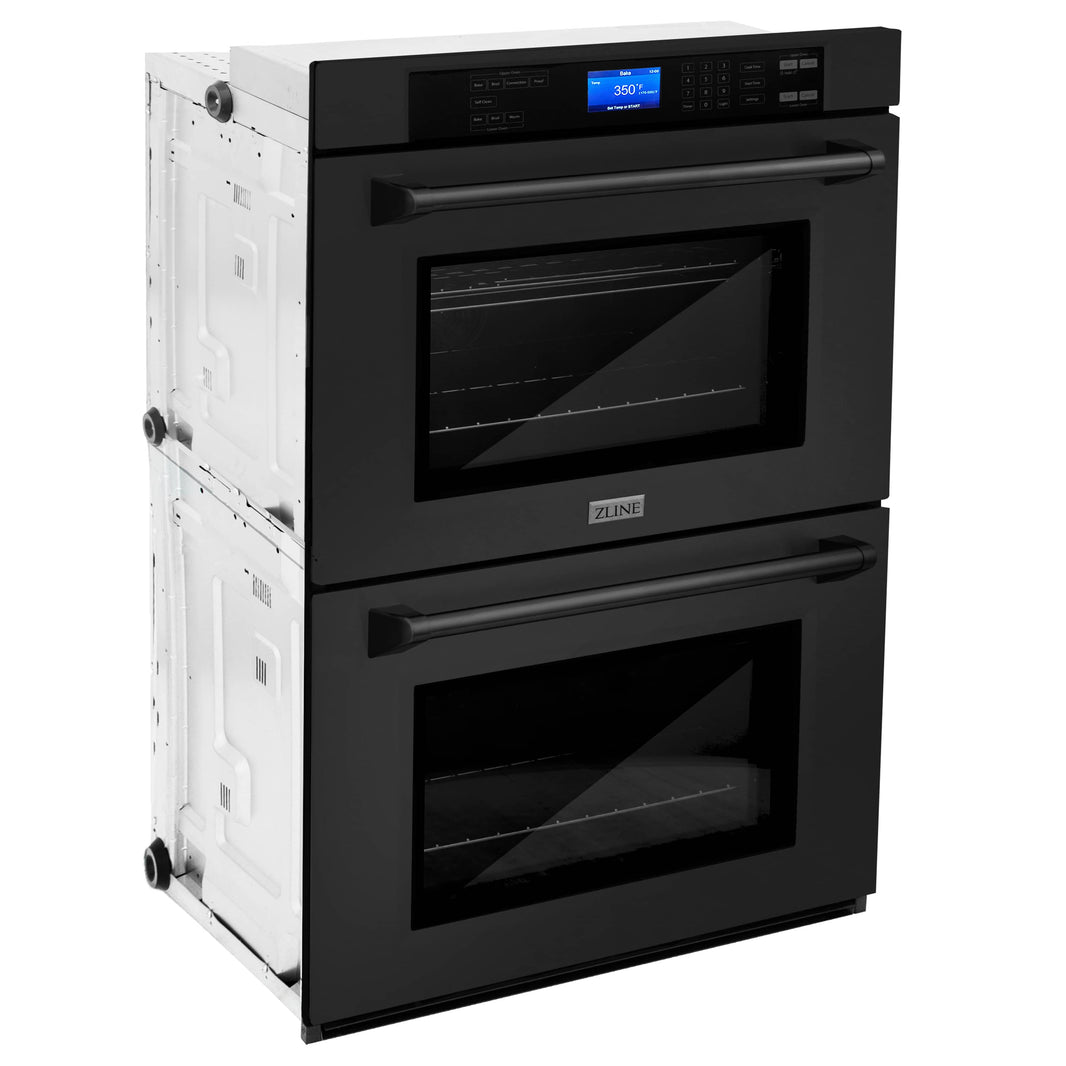 ZLINE 30" Professional Double Electric Wall Oven with Self-Clean In Black Stainless Steel (AWD-30-BS)