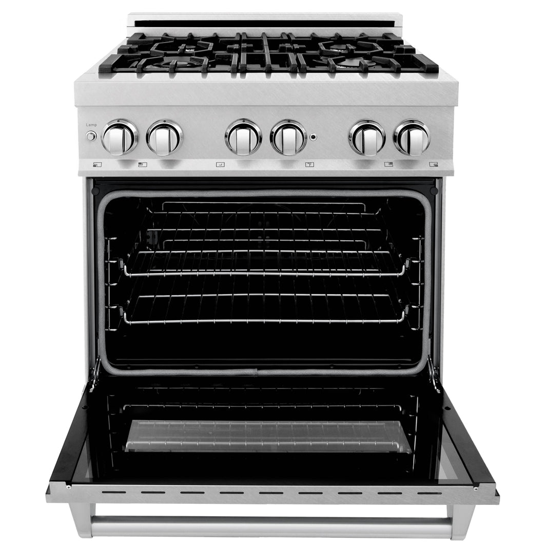 ZLINE 30-Inch Professional Dual Fuel Range in DuraSnow Stainless (RAS-SN-30)