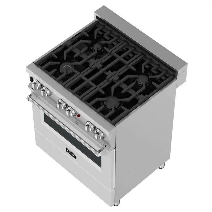 ZLINE 30-Inch Professional Dual Fuel Range in DuraSnow Stainless with White Matte Door (RAS-WM-30)