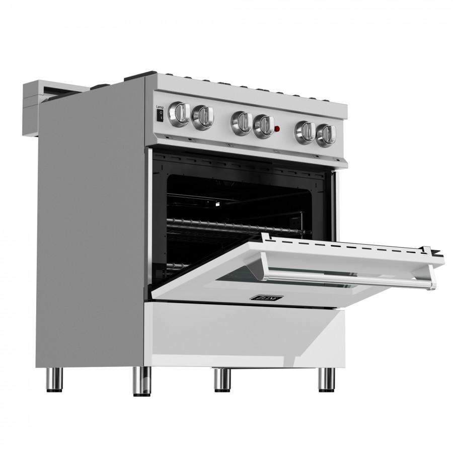 ZLINE 30-Inch Professional Dual Fuel Range in DuraSnow Stainless with White Matte Door (RAS-WM-30)