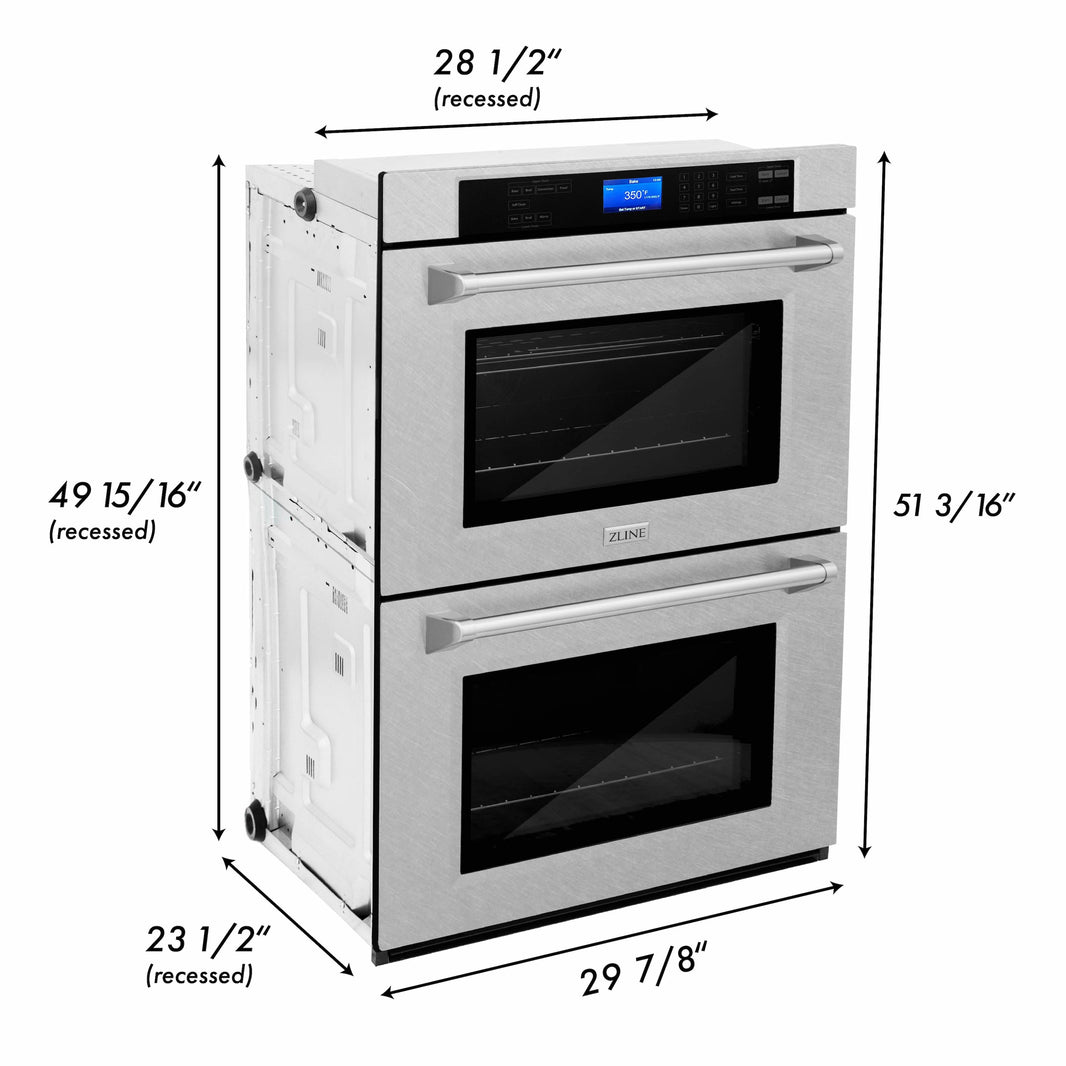 ZLINE 30" Professional Electric Double Wall Oven with Self Clean in DuraSnow® Stainless Steel (AWDS-30)