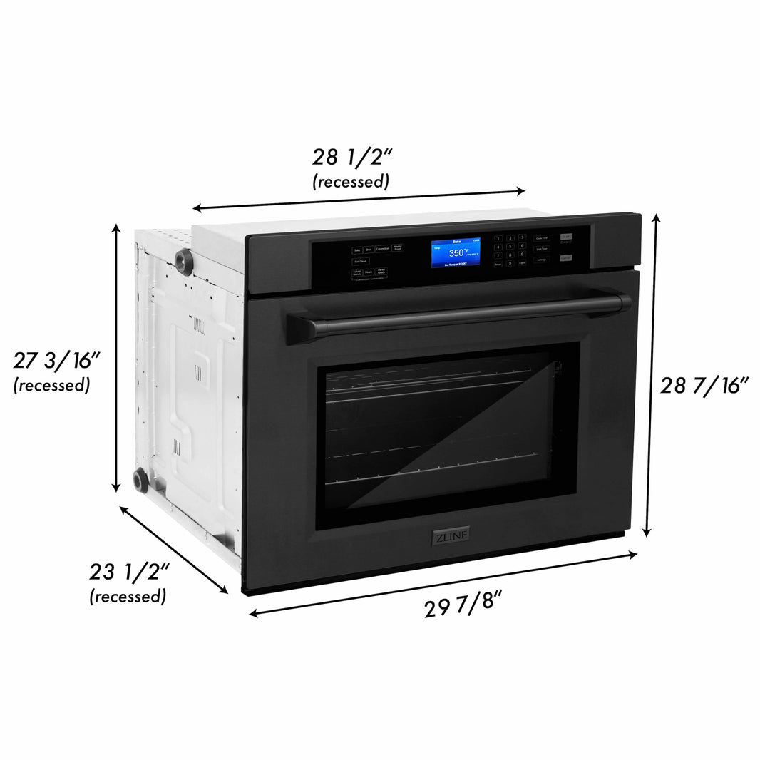 ZLINE 30" Professional Electric Wall Oven with Self-Clean in Black Stainless Steel (AWS-30-BS)