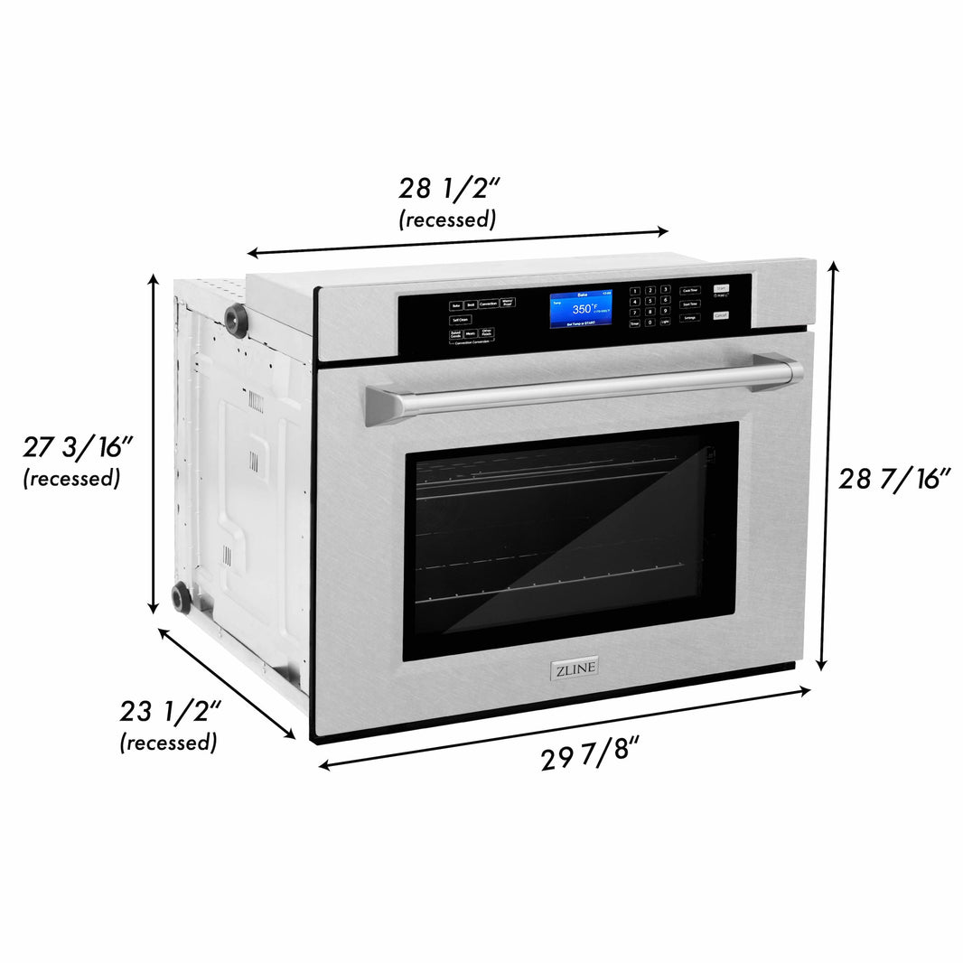 ZLINE 30” Professional Electric Wall Oven with Self Clean in DuraSnow® Stainless Steel (AWSS-30)