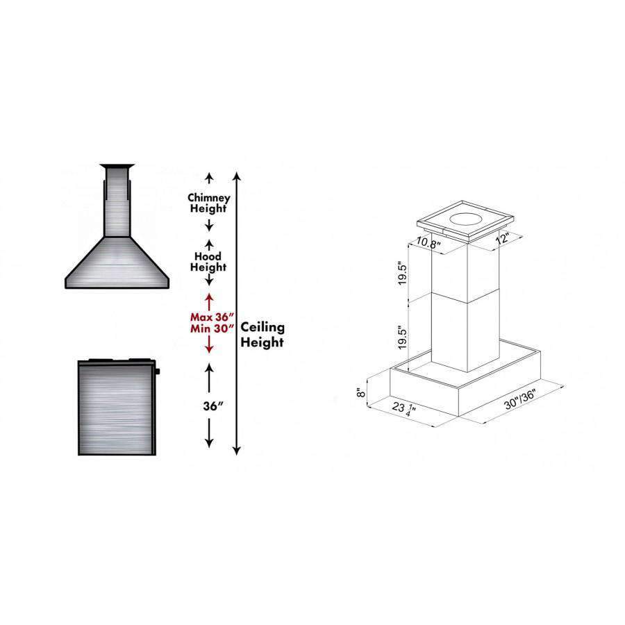 ZLINE 30-Inch Remote Blower Ducted Designer Series Wooden Island Mount Range Hood in Butcher Block (681iW-RD-30)